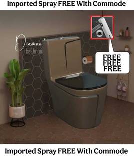 D O T Premium Quality C025 Premium Quality Shining Choco Brown commode with Black Finishing Line Western Commode