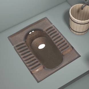Glexero Premium Quality 20Inch Indian Toilet Rustic Coffe Brown Indian Commode