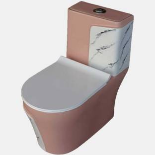 clayplus Ceramic Shining Pink commode with Black Finishing Line and Round Flush Button Ceramic Shining Pink commode with Black Finishing Line and Round Flush Button Western Commode
