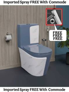 D O T Premium Quality C016 Premium Quality Shining Grey commode with White Marble Finish and Round Western Commode