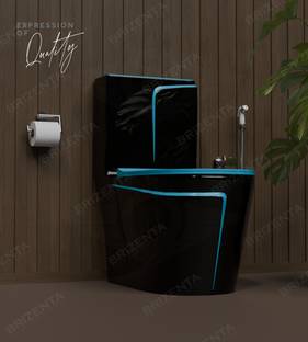BRIZENTA 31027 Ceramic Zed Black commode with T.Blue Line Finishing 31027 Western Commode
