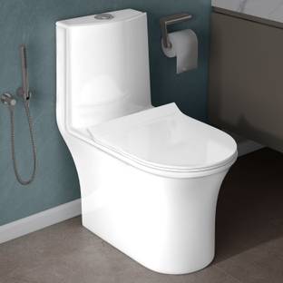 Plantex Commode for Toilet/One Piece Western Commode with Shiphonic Flush/ Commode with Soft Closing Toilet Seat - S Trap - (APS-HEXA-21013) Western Commode