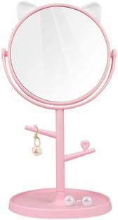 Besillia Table Mirror - Vanity Makeup Mirror - Desk Mirrors (Pink, Set of 1)