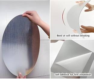 Kachbaye 30 cm 20cm.30cm Oval Shape Adhesive Mirror Wall Sticker for Tiles Room Mirror Self Adhesive Sticker