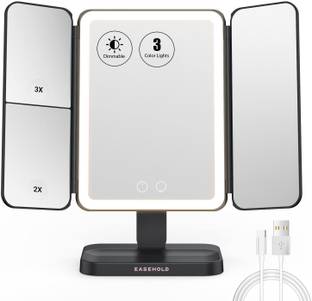 SEVENSPACE Tri-Fold Lighted Vanity Mirror with 21 LED Lights, Touch Screen