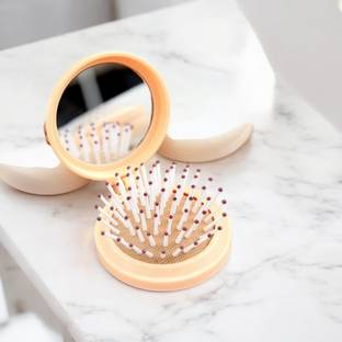 Nikki Bela Korean Compact mirror with inbuilt comb for close-up makeup (pack of 1)