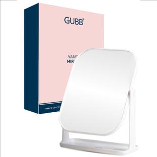 GUBB Vanity with Storage Tray for Accessories | Rotating Table Mirror - White