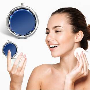 MAJESTIQUE Round Makeup Mirror, Double-Sided 1X/2X Hand Mirror, Small Mirror, Pocket Mirror