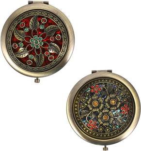 Besillia Round Makeup Mirror for Purse - Portable Tabletop Makeup Mirror (Random Pattern)