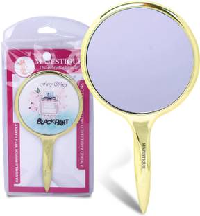 MAJESTIQUE Clear Glass with Handy Mirror – Medium Size Hand Mirror for Multiple Uses