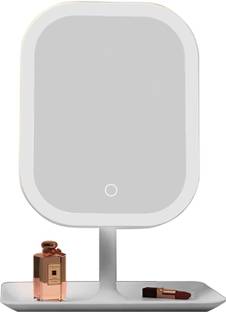 Moxio Makeup Mirror with LED Light, 360° Rotating, Lightweight Vanity Mirror – White