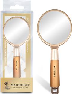 MAJESTIQUE Handle Mirror for Makeup - Gold Finesse 8 Inch for Travel for Men and Women