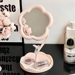 Vaisag House Makeup Mirror with Tray Table Vanity Mirror Cute Flower-Shaped Mirror