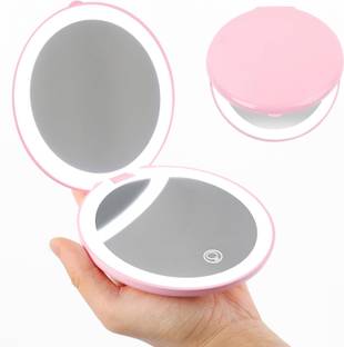 QUIRA Compact Mirror with Light, 1X/10X Magnification LED