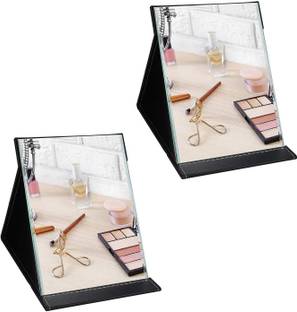 TOMATUS Portable Folding Makeup Mirror with PU Leather for Office Desk, Vanity, Table