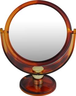 Scarlet Line Professional Series Round Shape Double Sided Magnifying Makeup Mirror with Stand for Men and Women, Shell Color, Medium