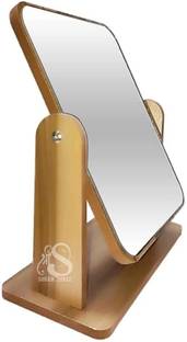 Vaisag House Wooden Desk Square Makeup Mirror Small Size use for Home, Traveling