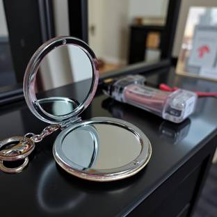 Nikki Bella Original Korean Beautiful art design with glitter back key rings makeup mirror