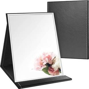 ARQIVO Desktop, Makeup, Desktop, Folding PU Leather Simple Black Mirror With Stand