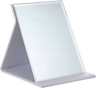 YANCI Portable Folding Makeup Mirror PU Leather Travel Vanity Mirror with Stand