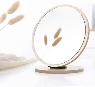 Victor Mirrors 7 Inch Makeup Mirror with Stand Wooden framed Desk Mirror for Bedroom, Bathroom