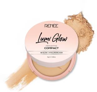 Renee Lumi Glow Highlighting Compact, Medium Coverage, Dewy 3D Glow, Blurs Pores - 9g Compact