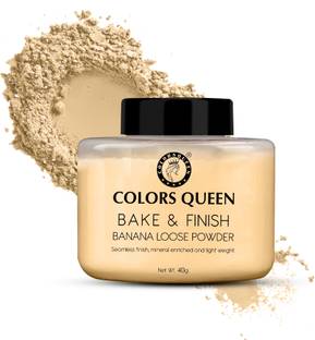 COLORS QUEEN Bake & Finish Banana Loose Powder, Long Lasting Makeup Setting Powder Compact