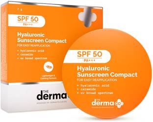 The Derma Co SPF 50 PA+++ with Hyaluronic Acid and Ceramide | Hyaluronic Sunscreen Compact