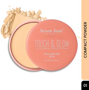 Seven Seas Touch & Glow Full Coverage Compact Powder | Oil Free and Waterproof Compact