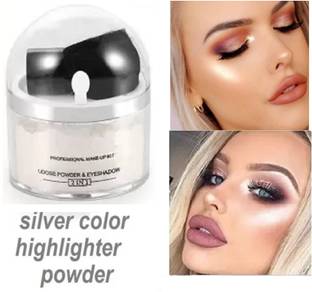 ADJD Silver Shimmery Shiny Face Makeup Shimmer Powdery Highlighter Compact