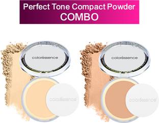 COLORESSENCE Perfect Tone Powder Combo of 2|For Instant Glow|Matte Makeup Powder C1&3 Compact