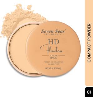 Seven Seas HD Flawless Compact Powder | SPF-20 | Soft Texture | Compact Powder for Women Compact