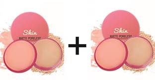 Pop Up Compact Powder With Powder Puff and Mirror 2 in 1 Shade Pack of 2 Compact