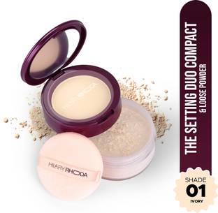 Hilary Rhoda The Setting Duo Compact &Loose Powder| 2-in-1 Compact &Loose Powder|Matte Finish Compact