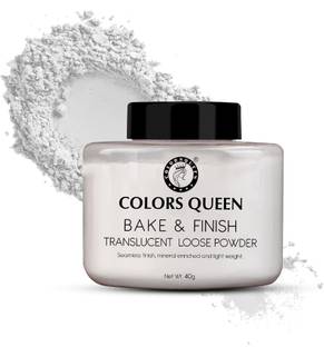 COLORS QUEEN Bake & Finish Translucent Loose Powder, Long Lasting Makeup Setting Powder Compact