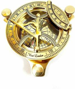 Ascent India NAUTICAL 3 Inch Brass Golden Sundial Compass. Sun Clock Brass Golden Compass