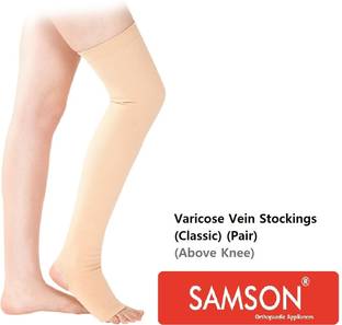 SAMSON Varicose vein Stocking (Classic Pair) Above Knee-For Pain and Swelling(Size - L) Knee Support