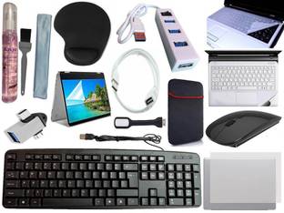 ANJO KeyboardWirelesMous-WPad-Hub-3n1Cl-OTG2n1-Ext-LED-Skin-14.6iScrn&KeyGuard&Sleeve Combo Set