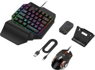 DWH Bluetooth Gaming Keyboard Mouse Convertor for Smartphone 4in1 Combo Set Designed for Gaming