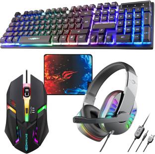 ENTWINO 4 in 1 Gaming Combo, RGB Keyboard, Mouse & Headphone Set, Free Mousepad Combo Set