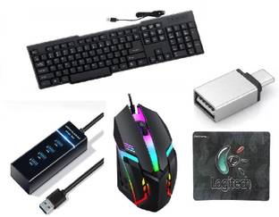 Di Innovating Technology DI 5 COMBO OF ( KEYBOARD, RGB MOUSE, HUB, MOUSEPAD AND C TYPE OTG) Combo Set
