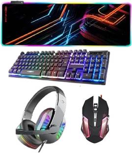 ENTWINO 4 in 1 Gaming Keyboard Mouse Combo With Gaming Headphone MIC + RGB Mousepad Combo Set Designed for Gaming