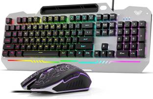 Aula T102 Wired USB Standard Gaming Keyboard Compatible with Desktop, Laptop, Mac T102 Gaming RGB backlit Keyboard with 7200 DPI, 6 buttons Gaming Mouse