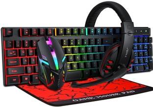 Gadget Zone Gaming Combo104 Keys Keyboard 4-Color Breathing Light Mouse 3.5mm Gaming Headset Combo Set Designed for Gaming