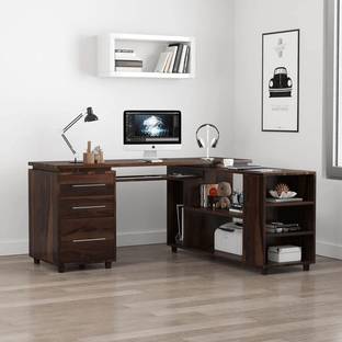 Mamata Wood Decor Sheesham Wood Computer table with Cabinet & shelfs ,Work Desk Multipurpose Solid Wood Computer Desk
