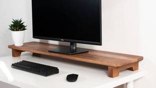 GOKUL ARTS Wooden Computer Monitor Stand, Monitor Riser Desk Shelf Desktop Stand Solid Wood Computer Desk