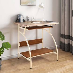 Nilkamal Alwin Computer Table|Engineered Wood| Keyboard Drawer|CPU Shelf|Ivory/Walnut Engineered Wood Computer Desk