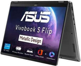 ASUS Vivobook S14 Flip (2025) with Office 2024 + M365 Basic*, Metallic Design, Intel Core i5 13th Gen ...