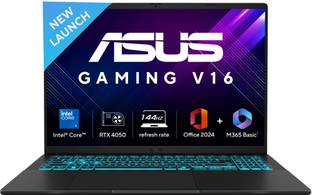 ASUS Gaming V16 (2025) with Office 2024 + M365 Basic*, AI PC Intel Core 5 210H - (16 GB/512 GB SSD/Windows 11 Home/6 GB Graphics/NVIDIA GeForce RTX 4050/144 Hz) V3607VU-RP550WS Gaming Laptop