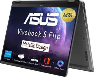 ASUS Vivobook S14 Flip (2025) with Office 2024 + M365 Basic*, A-Part Metal Body, Intel Core i5 13th Ge...